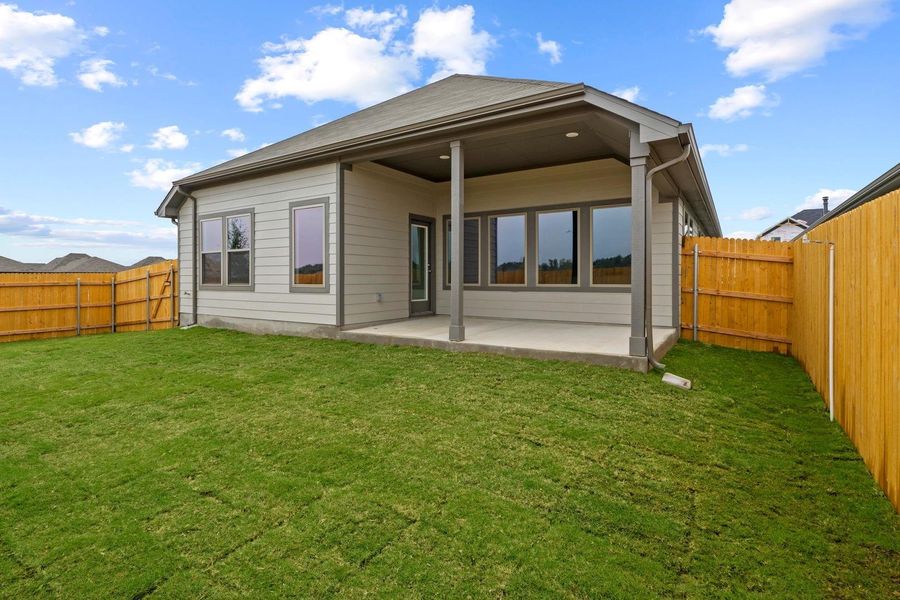 Exterior details and patio area of a home in Prairie Winds, Hutto (Image 3). Exterior details and patio area of a home in Prairie Winds, Hutto (Image 3).