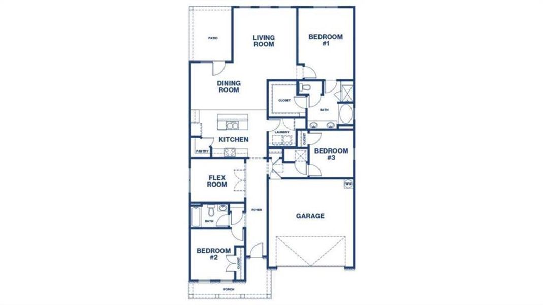 2D floor plan layout of this home in Oak Ridge Meadows - Active Adult, Locust Grove, GA (Image 3).
