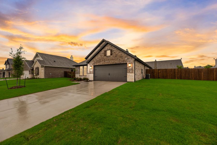 Front exterior of a new home in Aero Vista, Caddo Mills, TX, highlighting curb appeal (Image 23).