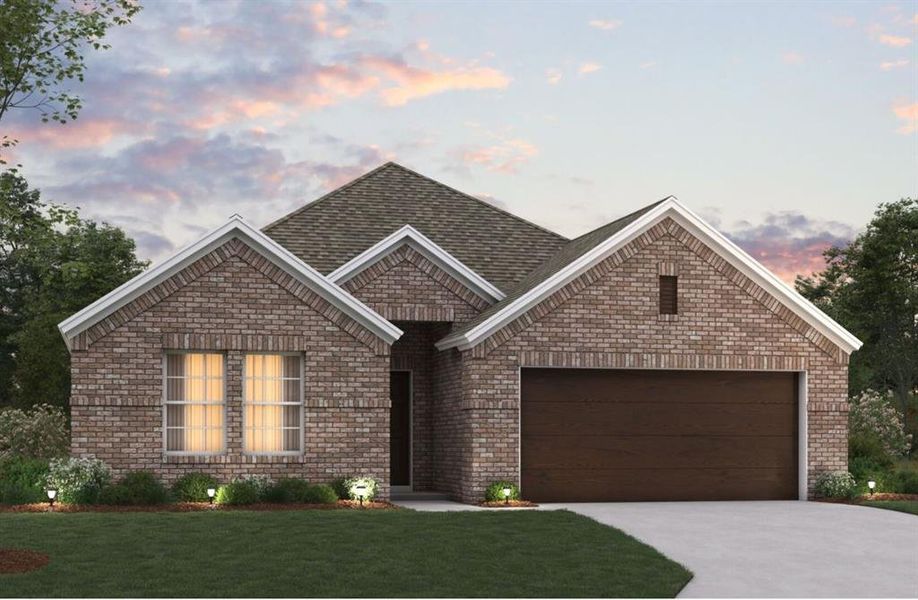 Front exterior of a new home in Woodstone, Providence Village, TX, highlighting curb appeal (Image 1). Front exterior of a new home in Woodstone, Providence Village, TX, highlighting curb appeal (Image 1).