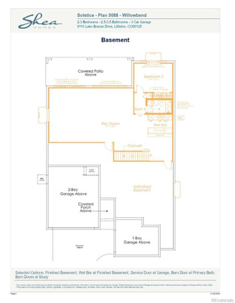 2D floor plan layout of this home in Reflection at Solstice, Littleton, CO (Image 3).