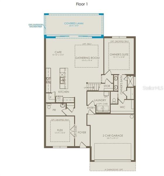 2D floor plan layout of this home in The Landings at Live Oak Lake, St. Cloud, FL (Image 5).