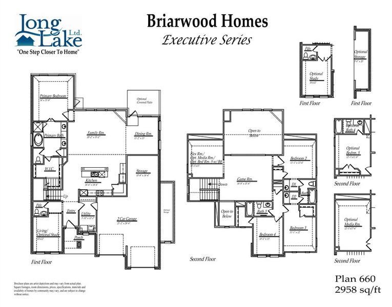 2D floor plan layout for the 660 by Long Lake Ltd. in Sunterra Lakes, Brookshire, TX (Image 3).