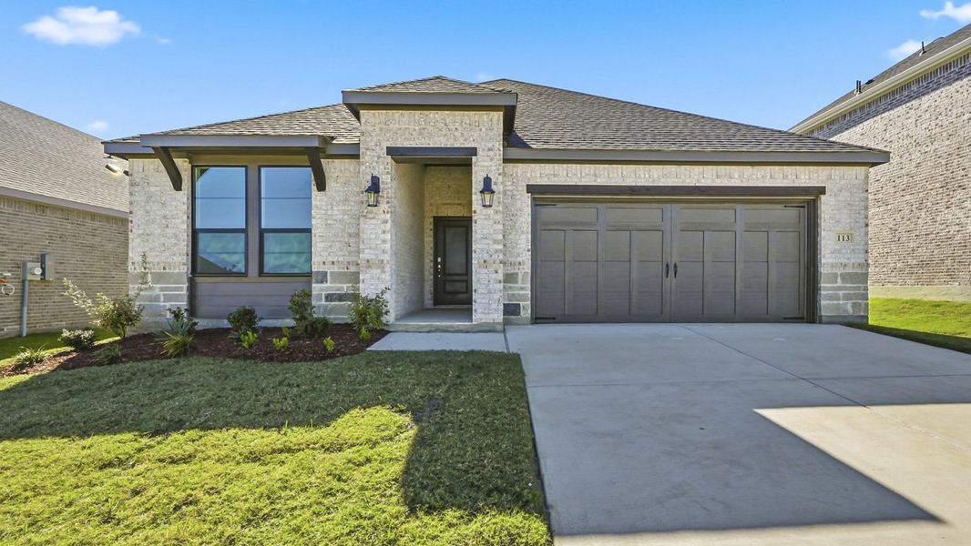 Front exterior of a new home in Morning Ridge, Princeton, TX, highlighting curb appeal (Image 1). Front exterior of a new home in Morning Ridge, Princeton, TX, highlighting curb appeal (Image 1).