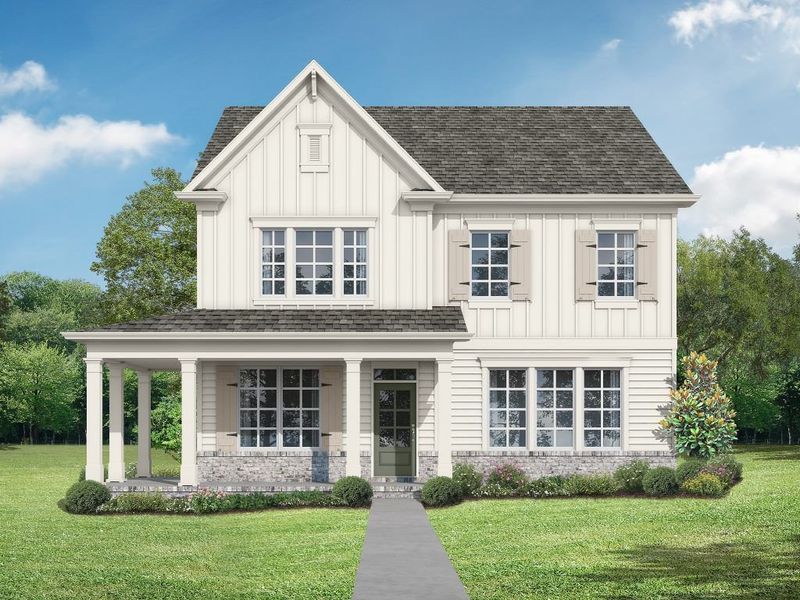 Representative exterior photo of a completed home built from the The Filmore by Walker Anderson Homes in Hemingway, Flowery Branch, GA (Image 1). Representative exterior photo of a completed home built from the The Filmore by Walker Anderson Homes in Hemingway, Flowery Branch, GA (Image 1).