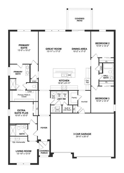 2D floor plan layout for the Aegean by K. Hovnanian® Homes in Aspire at Port St. Lucie, Port St. Lucie, FL (Image 5).