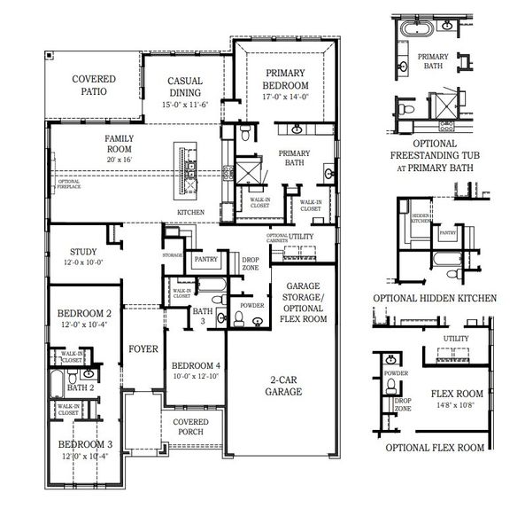 2D floor plan layout for the Malani by Chesmar Homes in Lakes of Cane Island, Katy, TX (Image 4).