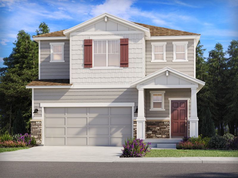 Representative exterior photo of a completed home built from the The Timberline by Meritage Homes in Lorson Ranch: The Trail Collection, Colorado Springs, CO (Image 18).