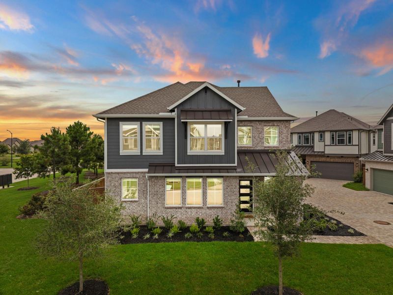 Front exterior of a new home in , Katy, TX, highlighting curb appeal (Image 18). Front exterior of a new home in , Katy, TX, highlighting curb appeal (Image 18).