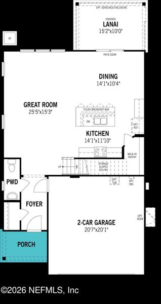 2D floor plan layout of this home in RiverTown, St. Johns, FL (Image 4).