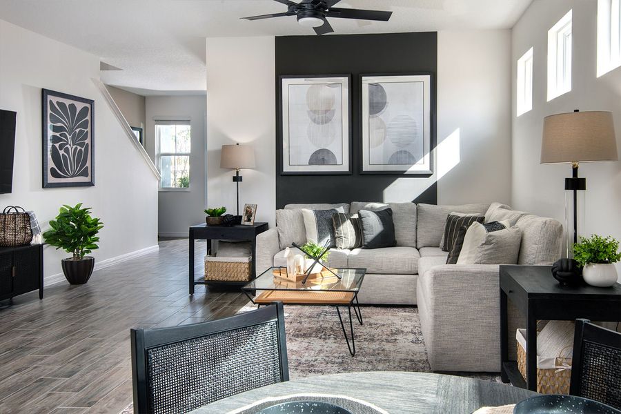 Representative furnished interior of a home built from the Tyler by Park Square Residential in Townwalk at Babcock Ranch, Punta Gorda (Image 8). Representative furnished interior of a home built from the Tyler by Park Square Residential in Townwalk at Babcock Ranch, Punta Gorda (Image 8).
