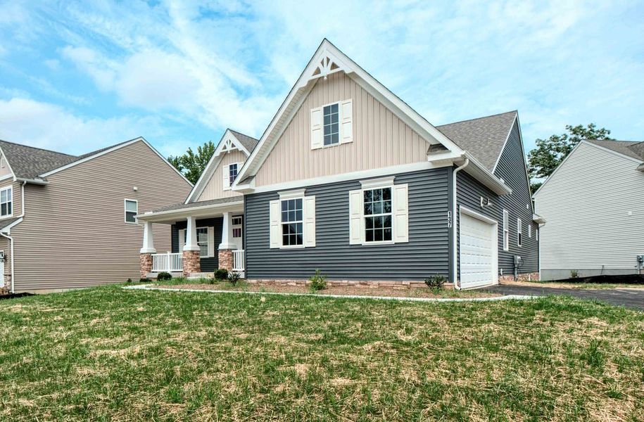 Representative exterior photo of a completed home built from the Arcadia by Keystone Custom Homes in Edgewater on Lake Tillery, Norwood, NC (Image 7).
