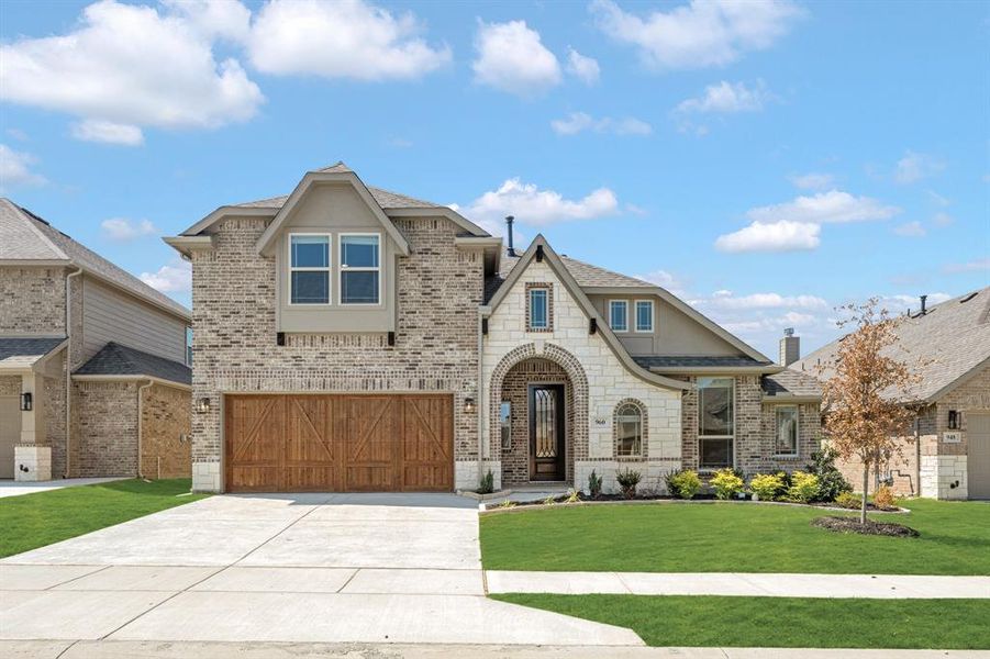 Front exterior of a new home in Eagle Glen 50, Alvarado, TX, highlighting curb appeal (Image 2). Front exterior of a new home in Eagle Glen 50, Alvarado, TX, highlighting curb appeal (Image 2).