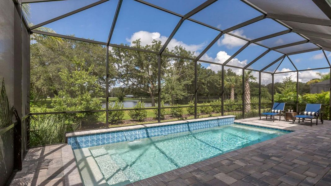 Exterior details and patio area of a home in Canoe Creek Real Estate and Homes for Sale in Parrish, FL - Neal Communities, Parrish (Image 4).