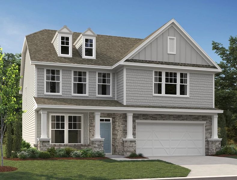 Representative exterior photo of a completed home built from the Savoy by Ashton Woods in Creekside, Dawsonville, GA (Image 3).