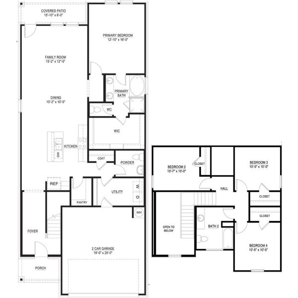 2D floor plan layout for the The Whitmore by Lillian Custom Homes in Freeman Farm, Kaufman, TX (Image 5).