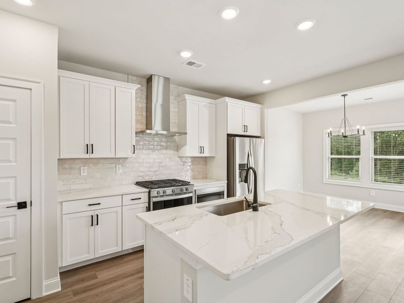 The Dallas Basement floorplan with the Upscale Rustic Linen interior package.