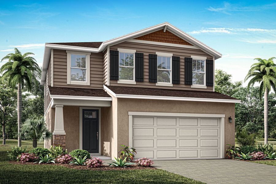 Representative exterior photo of a completed home built from the Blue Spring by Mattamy Homes in Pasadena Ridge, Zephyrhills, FL (Image 2). Representative exterior photo of a completed home built from the Blue Spring by Mattamy Homes in Pasadena Ridge, Zephyrhills, FL (Image 2).