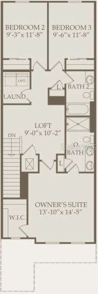 2D floor plan layout of this home in The Cove at Nona Sound, Orlando, FL (Image 1).