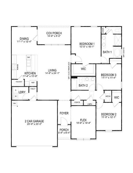2D floor plan layout for the Booth by D.R. Horton in Grandview at Lanier, Dawsonville, GA (Image 3).