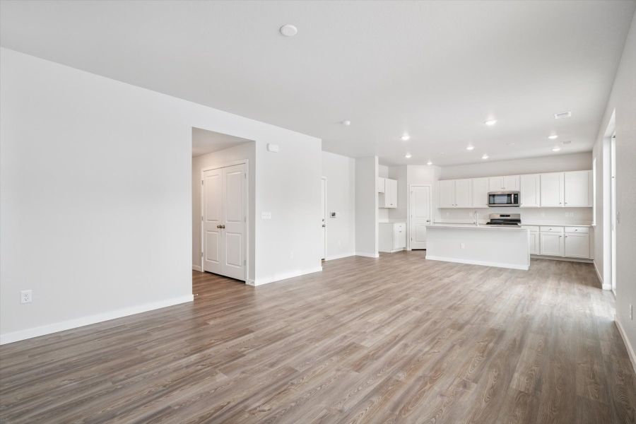 A large empty kitchen. A large empty kitchen.