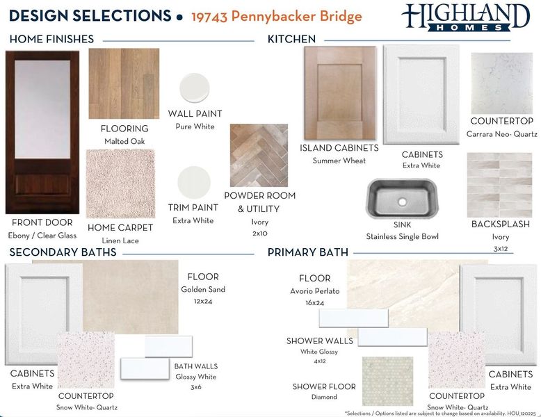 Sample of building materials used in homes in Bridgeland Central: The Villas, Cypress (Image 30).