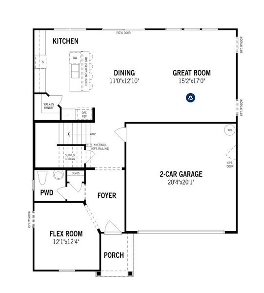 2D floor plan layout for the Shenandoah by Mattamy Homes in Seagrass Landing, Lillington, NC (Image 4).