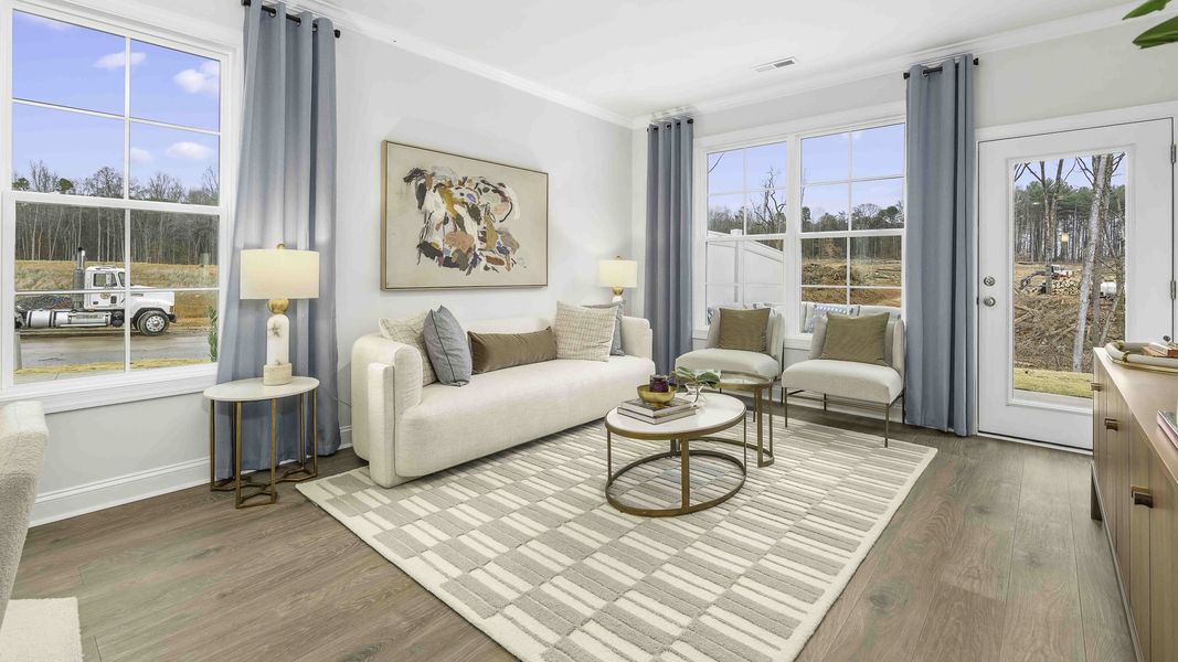 Furnished interior view inside a new home in The Meadows at Kinsley, Jamestown (Image 6). Furnished interior view inside a new home in The Meadows at Kinsley, Jamestown (Image 6).