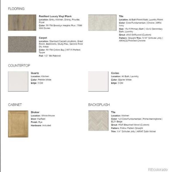 Design Selections - Home is under construction, selections are subject to change