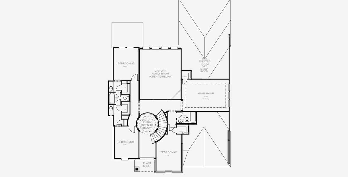 2D floor plan layout for the 3593W by Perry Homes in The Highlands 60', Porter, TX (Image 4).