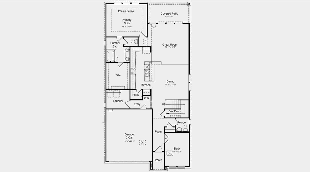 2D floor plan layout for the Jollyville by Taylor Morrison in Turners Crossing, Austin, TX (Image 3).