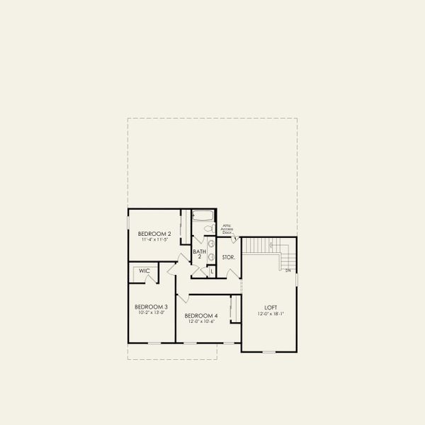 2D floor plan layout for the Kirby by Pulte Homes in The Retreat at Carolina Ridge, Harrisburg, NC (Image 4).