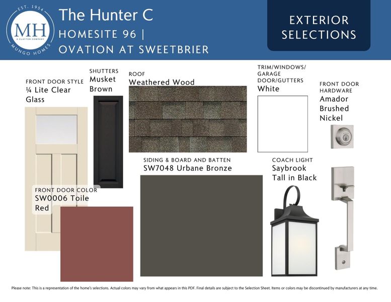 Sample of building materials used in homes in Ovation at Sweetbrier, Durham (Image 4). Sample of building materials used in homes in Ovation at Sweetbrier, Durham (Image 4).