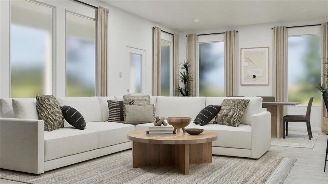 Living area with light wood-type flooring Living area with light wood-type flooring