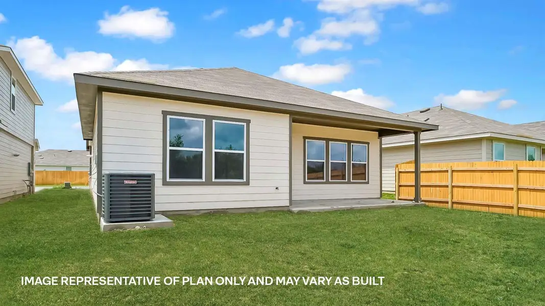 Exterior details and patio area of a home in Prairie Lakes, Buda (Image 3).