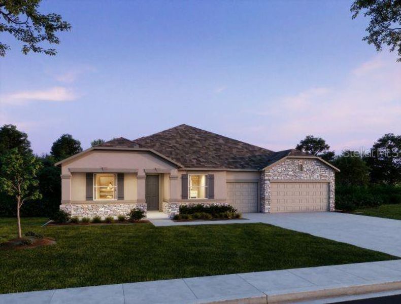 Front exterior of a new home in Sugarmill Woods, Homosassa, FL, highlighting curb appeal (Image 2). Front exterior of a new home in Sugarmill Woods, Homosassa, FL, highlighting curb appeal (Image 2).