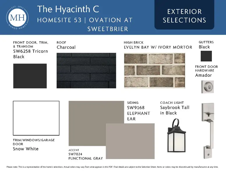 Sample of building materials used in homes in Ovation at Sweetbrier, Durham (Image 4).