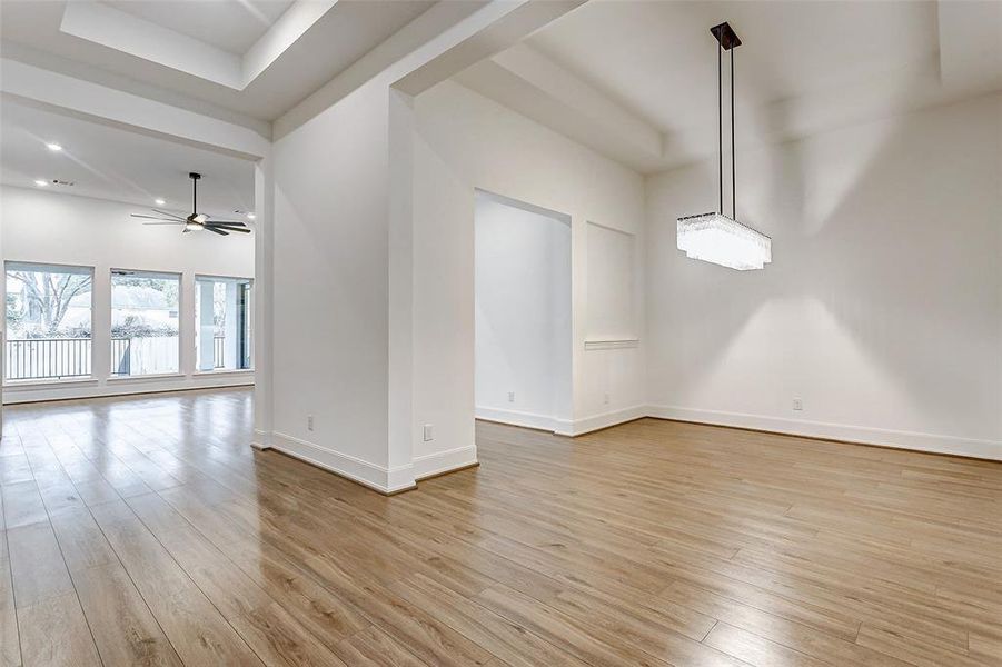 This spacious dining room is perfect for entertaining and will accommodate a large table for 8 dinner guests and a hutch, buffet or china cabinet.