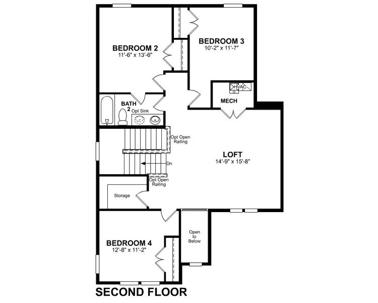 2D floor plan layout for the Chatham by Beazer Homes in Easton Walk, Lawrenceville, GA (Image 4).