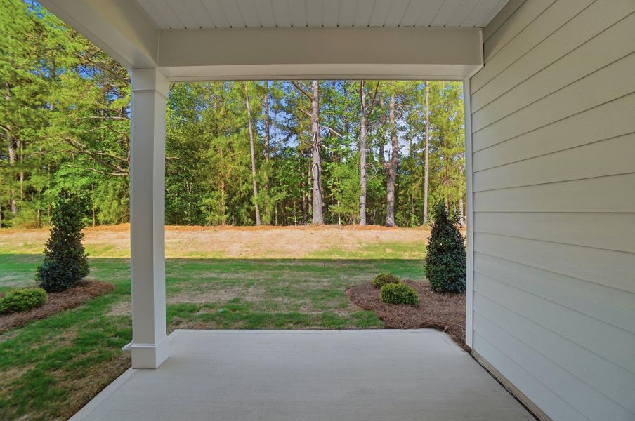 Exterior details and patio area of a home in Blythe Mill Townhomes, Waxhaw (Image 3).