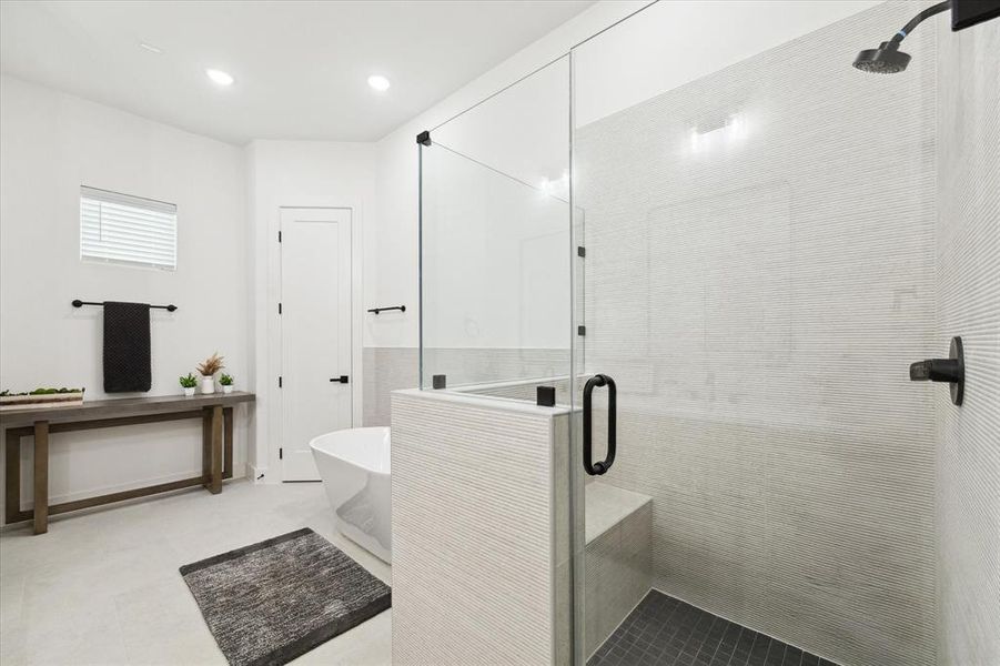 Alternate view of the your glass enclosed shower with a built-in bench