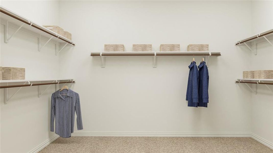 Spacious closet with carpet floors Spacious closet with carpet floors