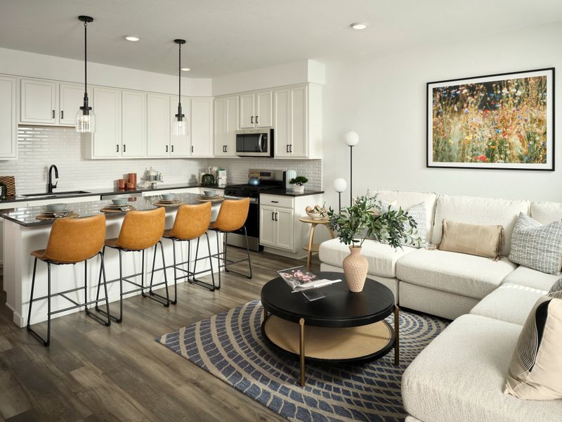 Representative furnished interior of a home built from the Contour Three by Brookfield Residential in Uplands, Westminster (Image 9).