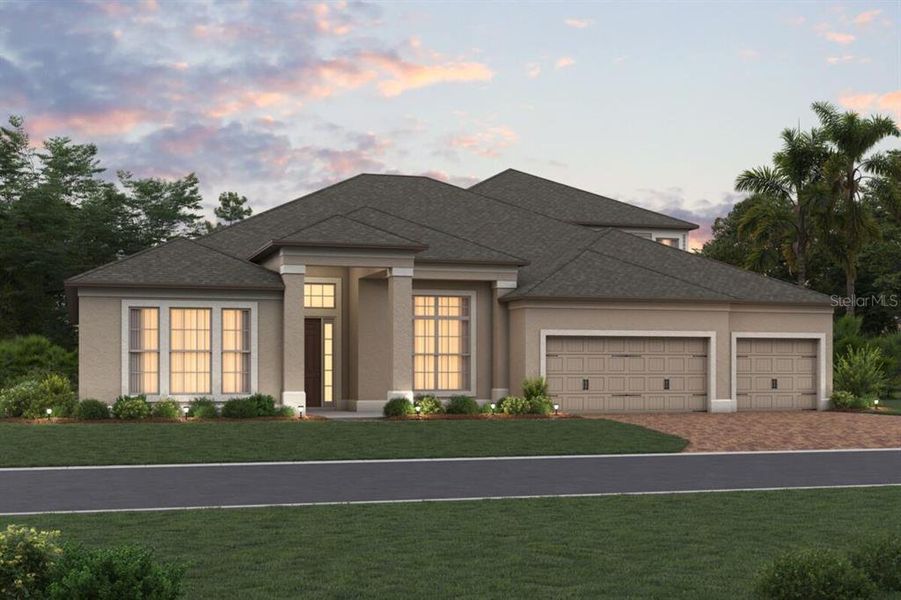 Front exterior of a new home in Hawk's Overlook, Oviedo, FL, highlighting curb appeal (Image 1). Front exterior of a new home in Hawk's Overlook, Oviedo, FL, highlighting curb appeal (Image 1).