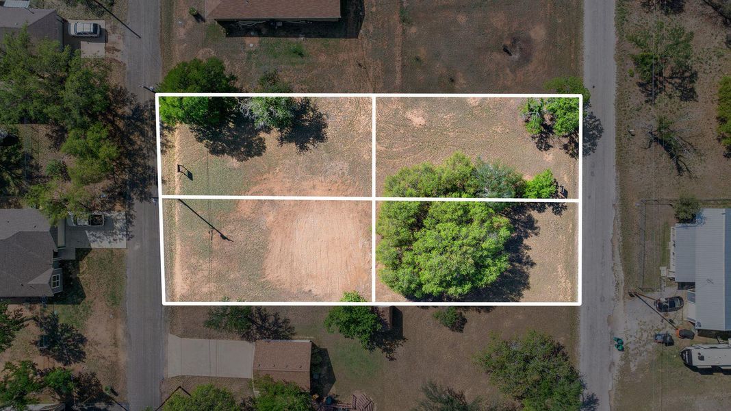 Aerial overview of property's location featuring property parcel outlined