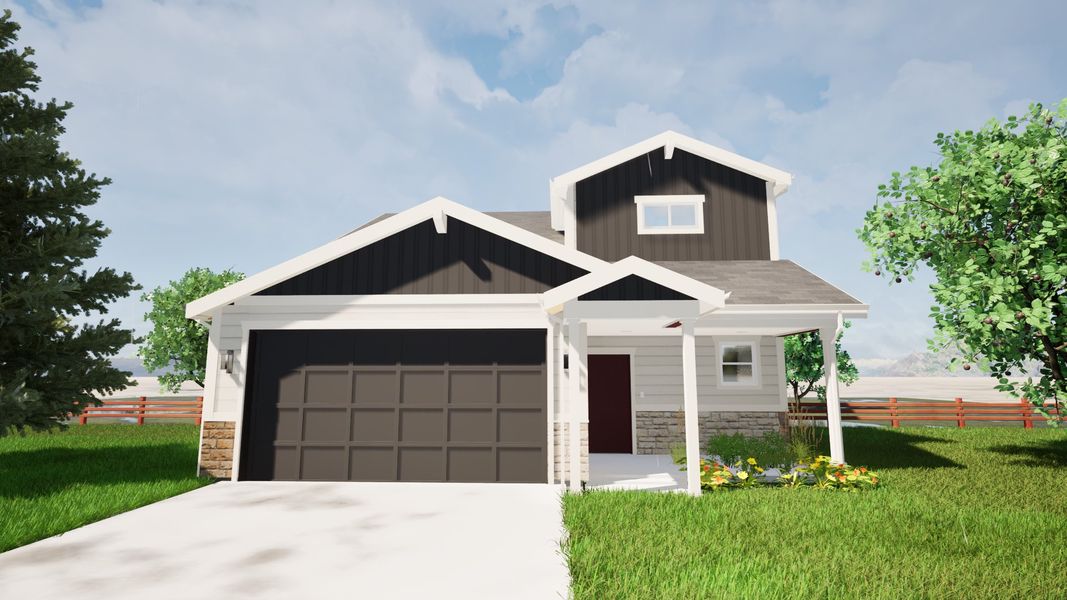 Front exterior of a new home in Granary, Johnstown, CO, highlighting curb appeal (Image 24).