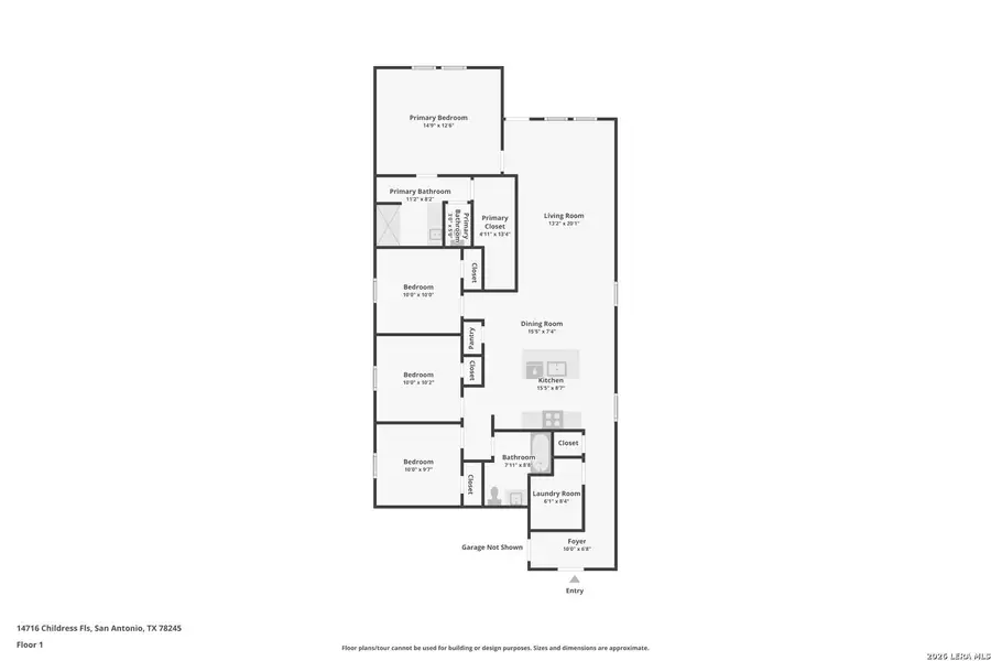 2D floor plan layout of this home in Stonehill, San Antonio, TX (Image 3).