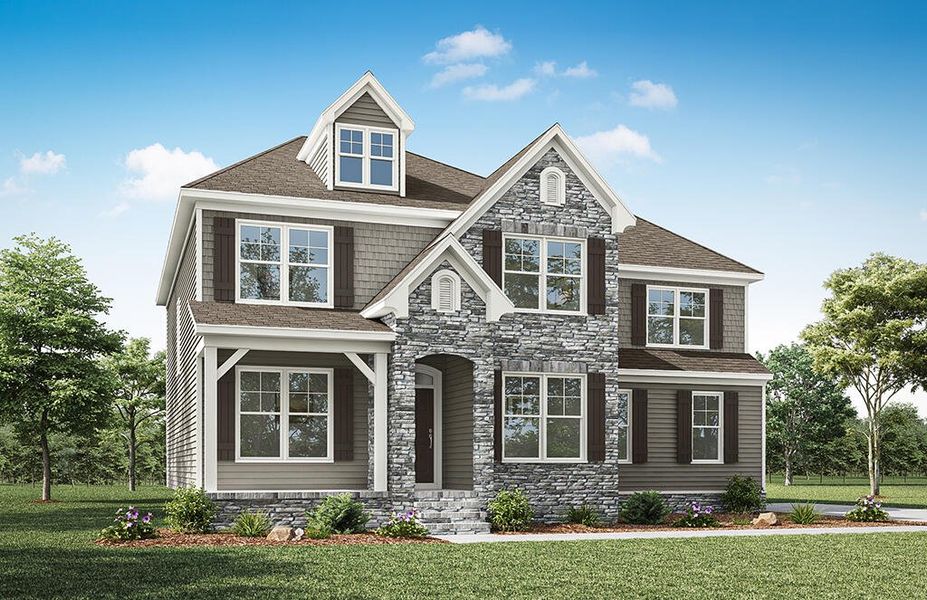 Representative exterior photo of a completed home built from the Colfax by Eastwood Homes in Berea Farms, Four Oaks, NC (Image 7).