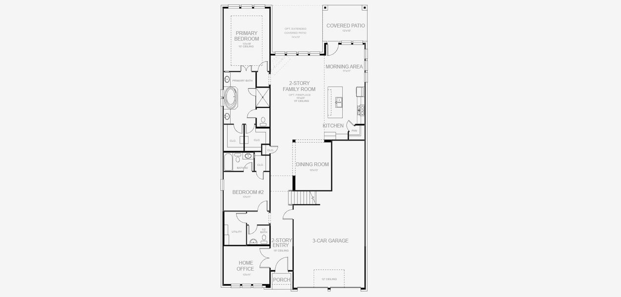 2D floor plan layout for the 3553W by Perry Homes in Walsh Ranch 50', Aledo, TX (Image 4).