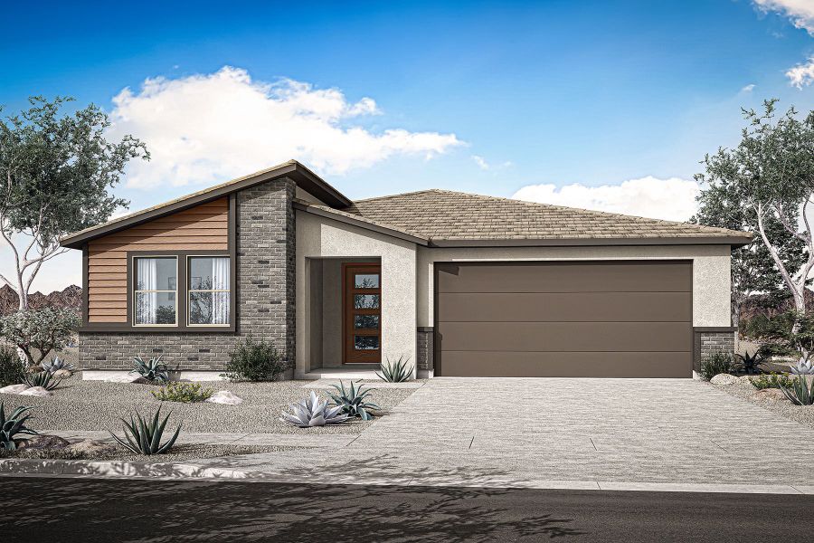 Representative exterior photo of a completed home built from the Aqua by Mattamy Homes in Tierra Vistoso, Surprise, AZ (Image 2). Representative exterior photo of a completed home built from the Aqua by Mattamy Homes in Tierra Vistoso, Surprise, AZ (Image 2).